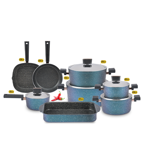 طقم حلل كتشينوفا 13 قطعه مدور مقلاية جريل طاجن