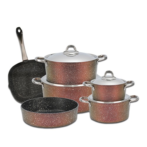 طقم جرانيت كيتشنوفا 10 قطع المدور بالجريل