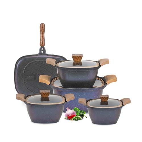 طقم نيوكلاين 9 ق مربع بغطاء بيركس بدبل جريل