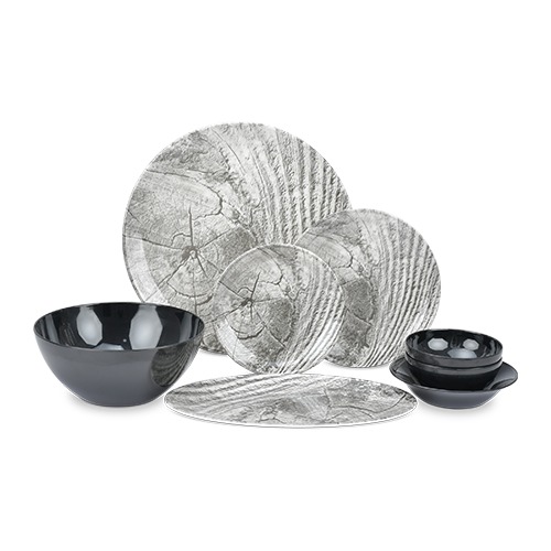 طقم ميلامين خشبي ٢٧ قطعة