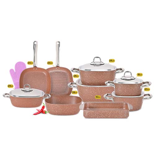 طقم حلل جرانيت كتشينوفا مربع 15 قطعه