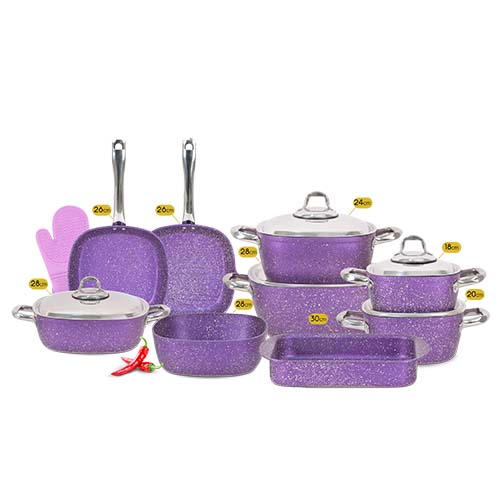 طقم حلل جرانيت كتشينوفا مربع 15 قطعه - الصورة 5